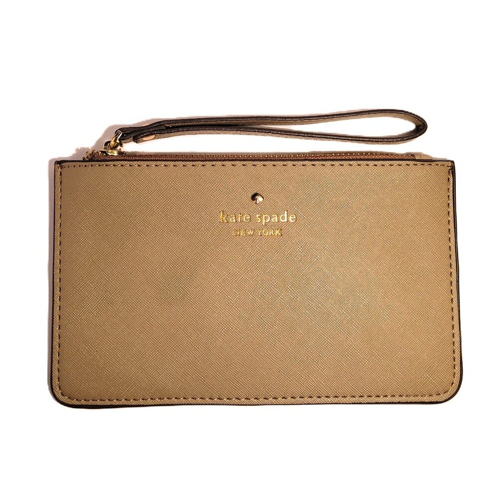 Like New EUC  Golden Tan Kate Spade Medium Sized Saffiano Leather Wristlet